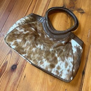 Brown and White Cowhide Bag